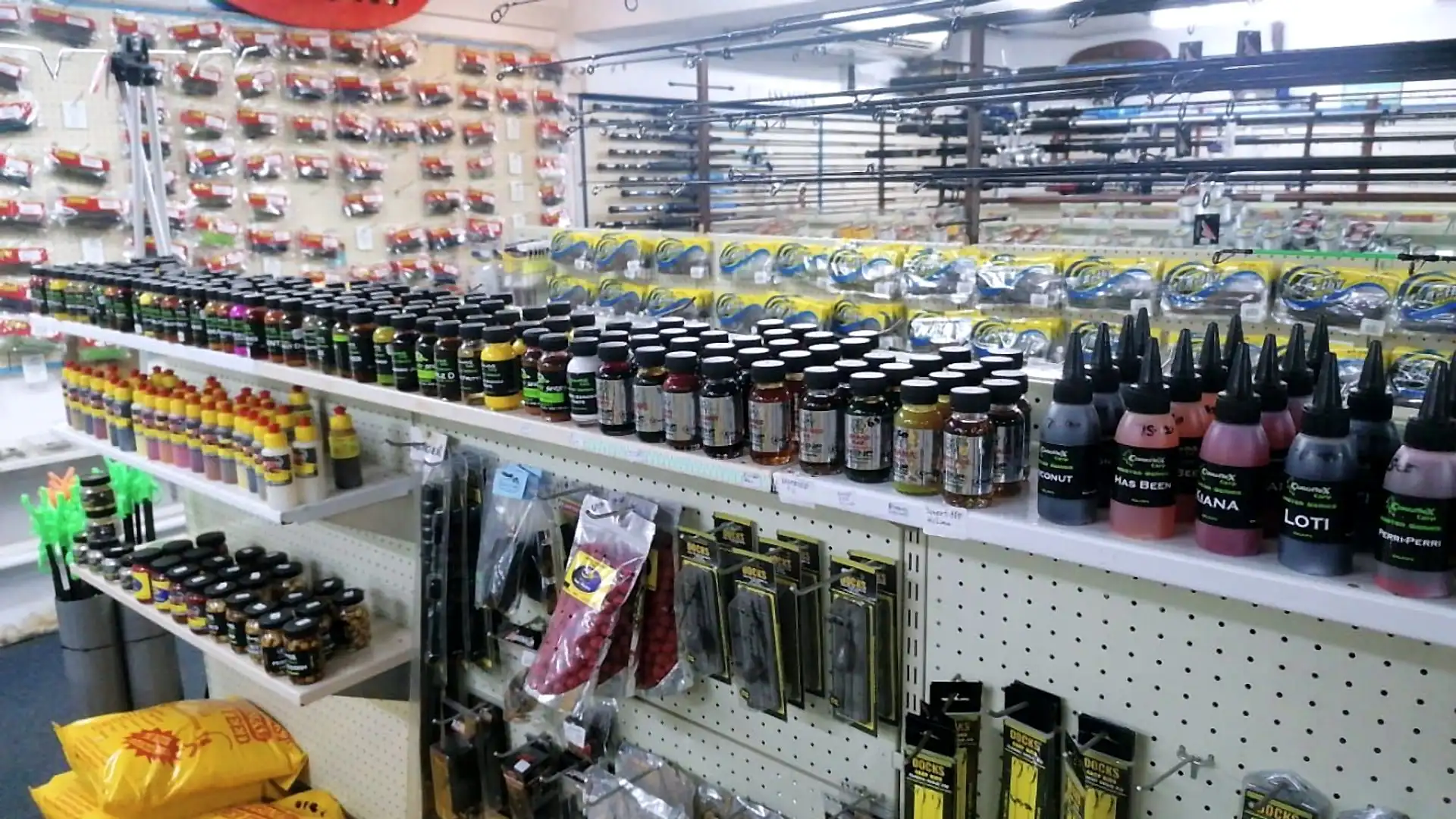 Shelves of carp flavours and dips